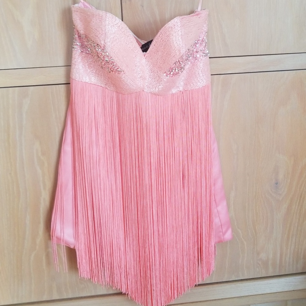Sherbert colored fringe strapless dress Size 4